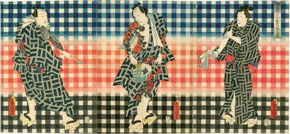 Kunisada: Three Varieties of Benkei actor triptych