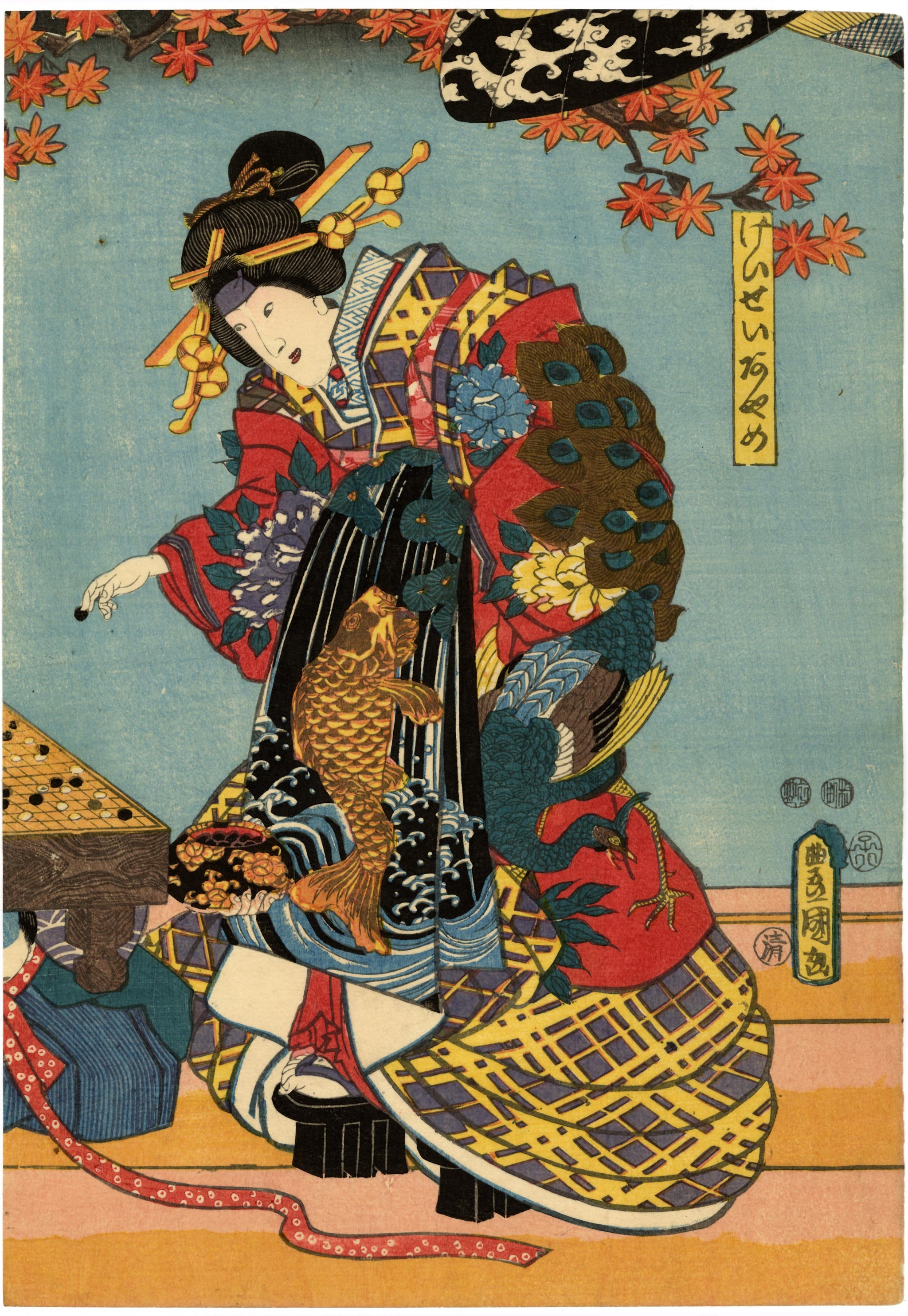 国貞：自来也と囲碁ゲーム（販売） – Egenolf Gallery Japanese Prints