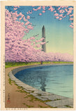 Hasui: The Washington Monument on the Potomac River. (Sold)