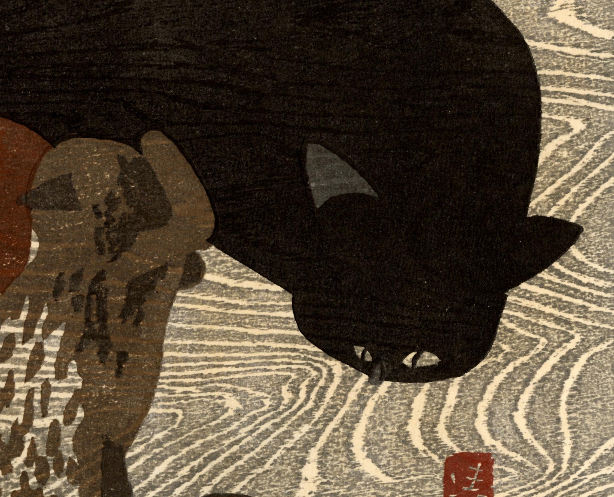 斎藤清：黒猫と子猫（販売） – Egenolf Gallery Japanese Prints