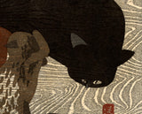 Saitō Kiyoshi: Black Cat and Kittens (Sold)