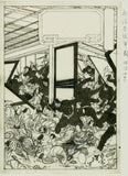 Yoshitoshi: Preparatory drawing for a print: Scene of attack in a tea house (Sold)