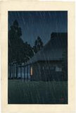 蓮井：湖畔の茶室での夕方の雨（販売）