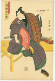 Toyokuni I : The kabuki actor Sawamura Gen’nosuke as nuregamino Chôgorô (Sold)