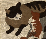 Saitō Kiyoshi: Striped Cat and Kittens (Sold)