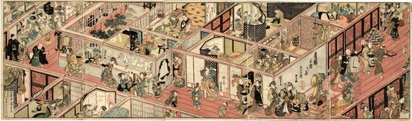 Kunisada: 5-Panel Print of Pleasure Quarters