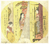 Utamaro: Matsukaze and two other beauties fan print (Sold)