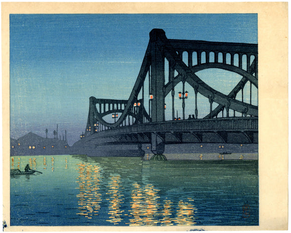 Hasui: Night Scene, Kiyosu Bridge