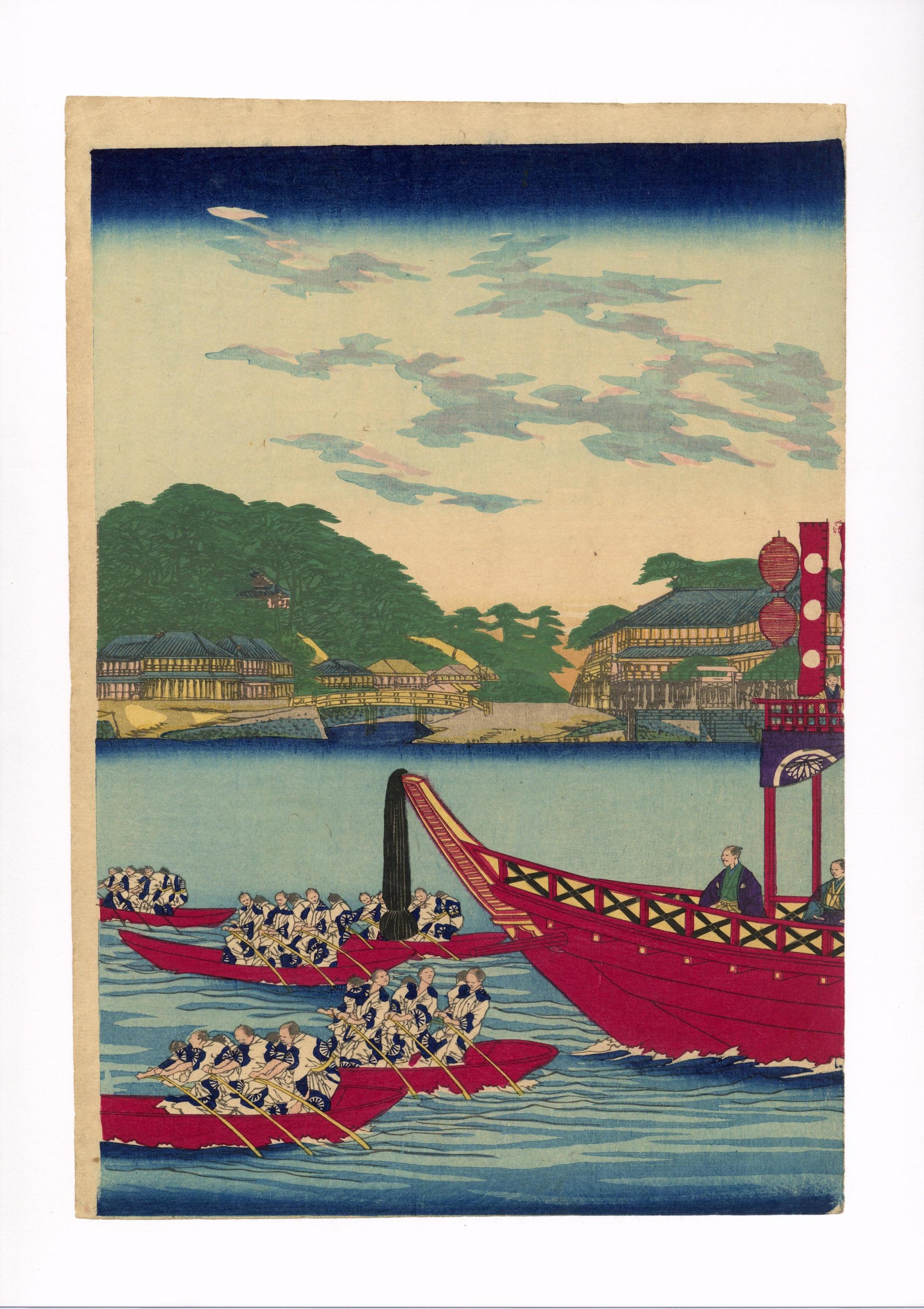 Yoshitoshi: Barge of the Tokugawa Shogun Ieyoshi (Sold) – Egenolf Gallery  Japanese Prints