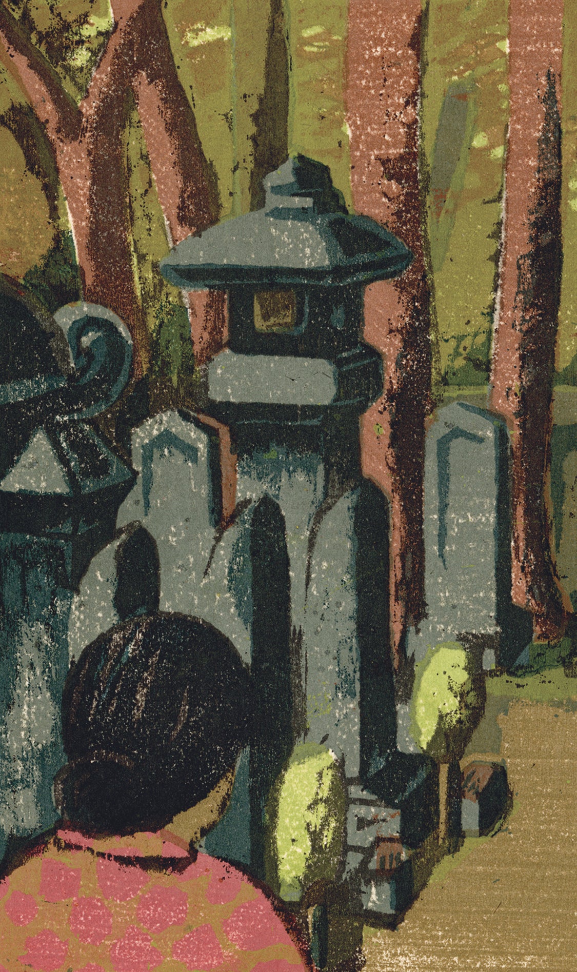 畦地梅太郎：泉岳寺墓地（販売） – Egenolf Gallery Japanese Prints