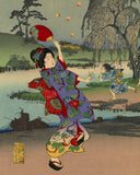 Chikanobu: Beauties and Fireflies Triptych