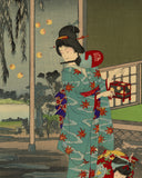 Chikanobu: Beauties and Fireflies Triptych