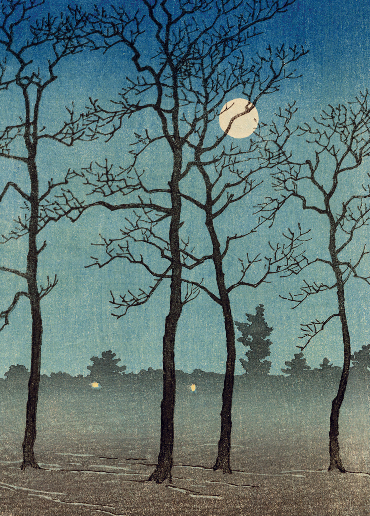 Hasui: Winter Moon over Toyama Plain (Sold) – Egenolf Gallery