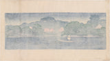 Hasui  巴水: Small Boat in a Spring Shower (Sold)