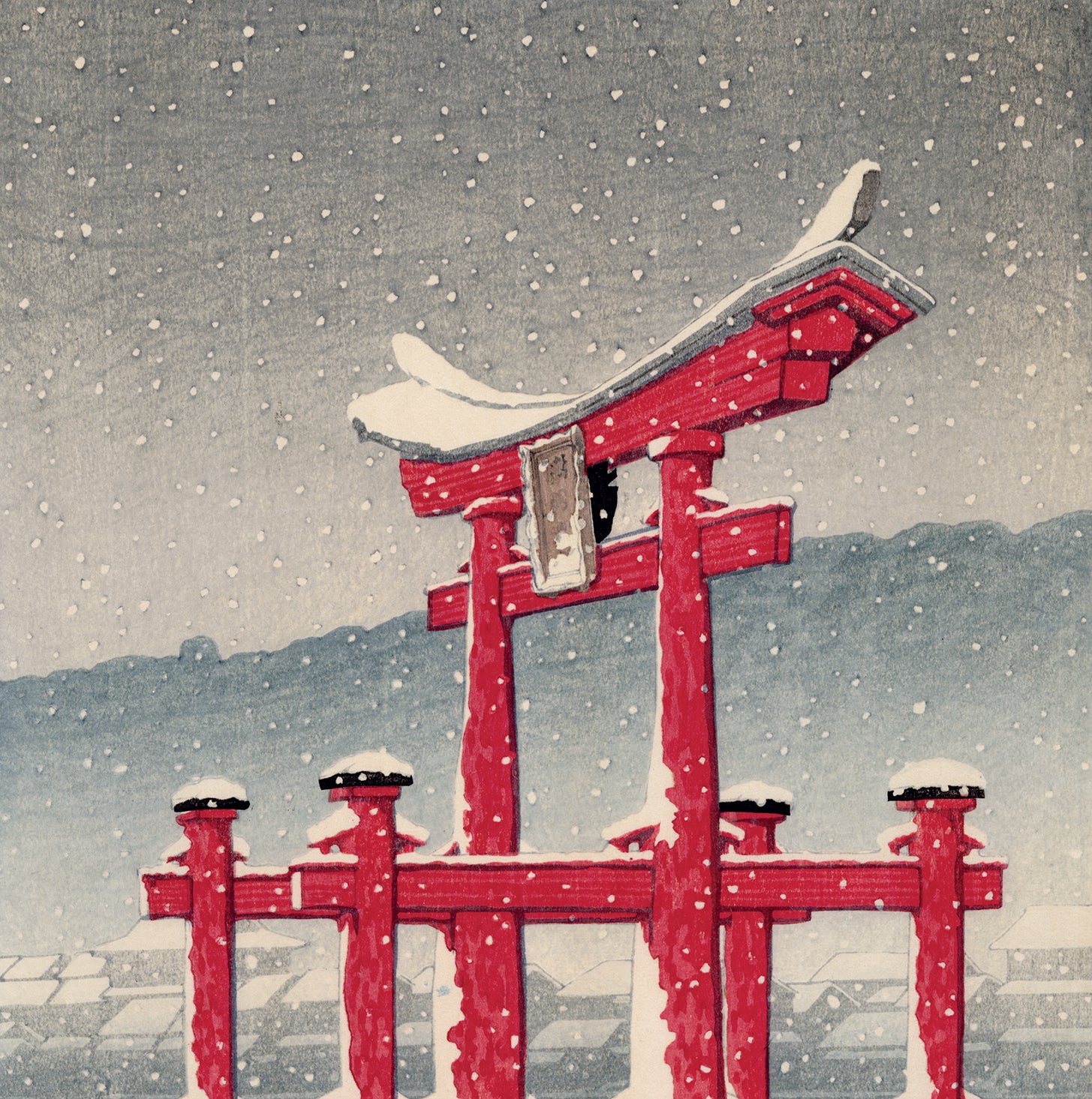 川瀬巴水：宮島の雪雪の宮島（販売済み） – Egenolf Gallery Japanese Prints