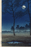Hasui 巴水: Winter Moon over Toyama Plain 戸山ヶ原 (Sold)