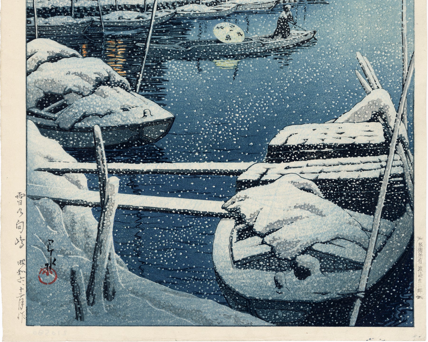 福袋安いいね半額ストア 蓮井巴水：向島の雪雪の向嶋（販売） – Egenolf Gallery 絵画