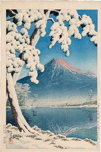 Hasui 巴水: Clearing After a Snowfall on Mount Fuji 富士の雪渓田子の浦