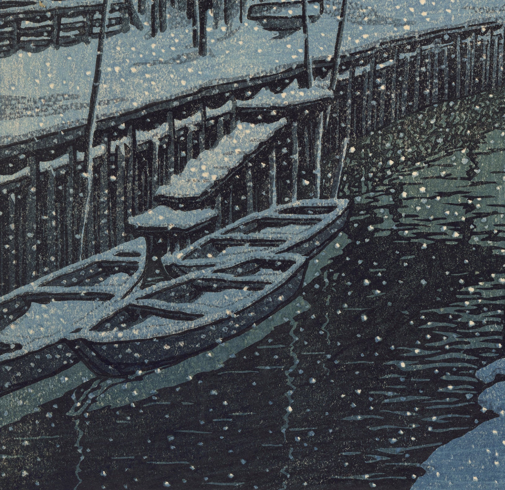 Hasui 巴水: Snowy Garden at Urayasu 雪の庭（浦安）(SOLD