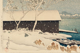 Hasui: Snow at Shirahige 雪の白ひげ (Sold)