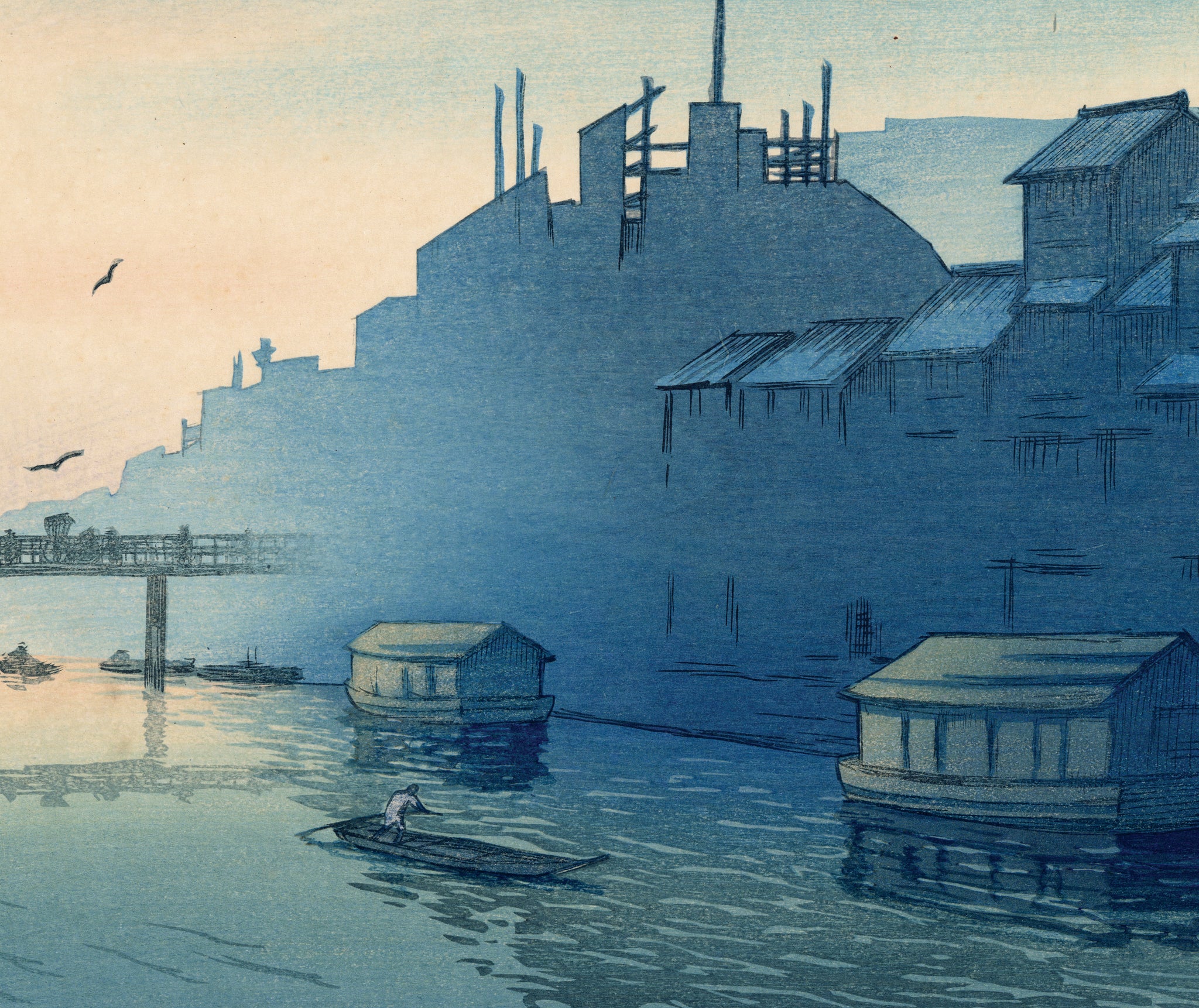 Hasui: Morning at Dotonbori Osaka 大坂道とん堀の朝; Pre-Earthquake (SOLD ...