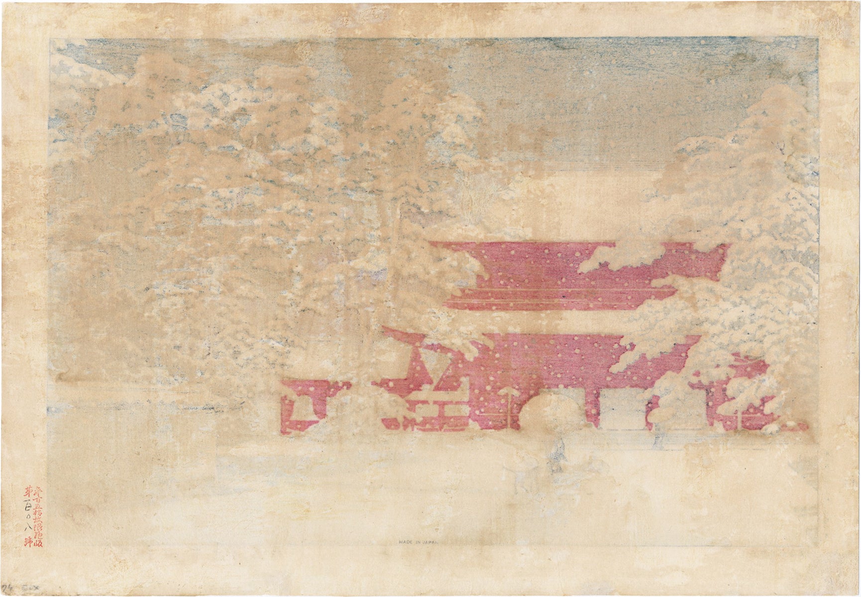 川瀬巴水：雪の増上寺（販売済み） – Egenolf Gallery Japanese Prints