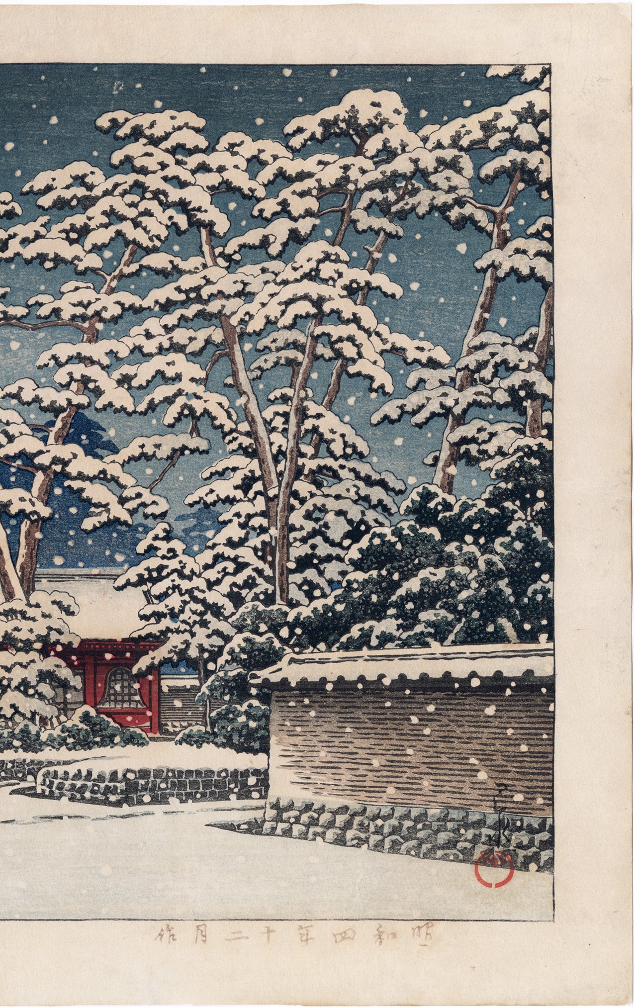 川瀬巴水：雪の増上寺（販売済み） – Egenolf Gallery Japanese Prints
