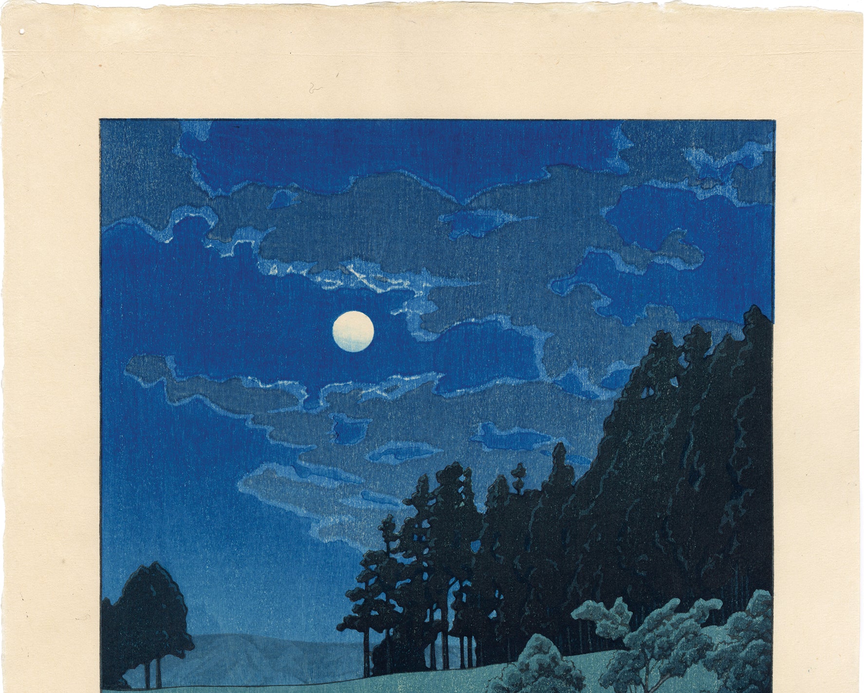 Hasui 巴水 : Moon Over Akebi Bridge (Sold) – Egenolf Gallery 
