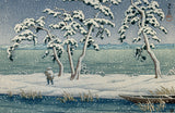Hasui 巴水:Snow at Hi Marsh, Mito 水戸涸沼の雪 (Sold)