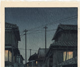 Hasui 巴水: Evening Rain at Kawarago 河原子の夜雨 (Sold)