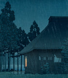 Hasui: Evening Rain at a Lakeside Tearoom (Sold)
