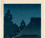 Hasui: Evening Rain at a Lakeside Tearoom (Sold)