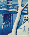 Hasui 巴水: Blue Version of Evening Snow, Edo River (SOLD)