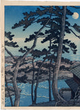 Hasui 巴水: Moon Over Izura  五浦の月 (Sold)