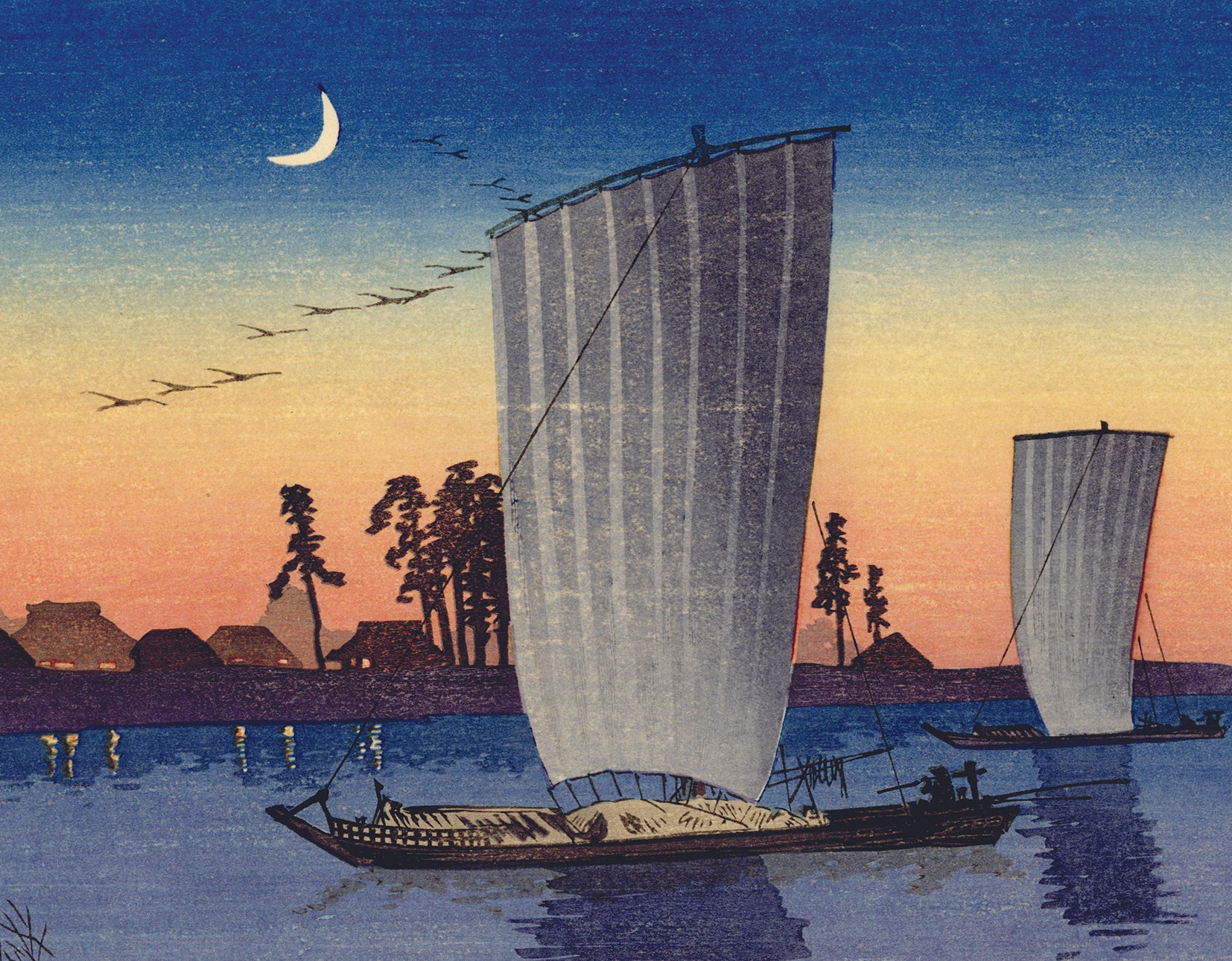 高橋松亭：夕方の利根川（販売） – Egenolf Gallery Japanese Prints