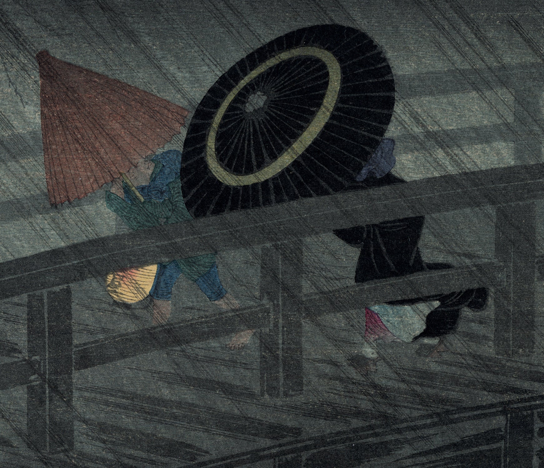 高橋松亭弘明：泉大橋の雨（売り切れ） – Egenolf Gallery Japanese Prints