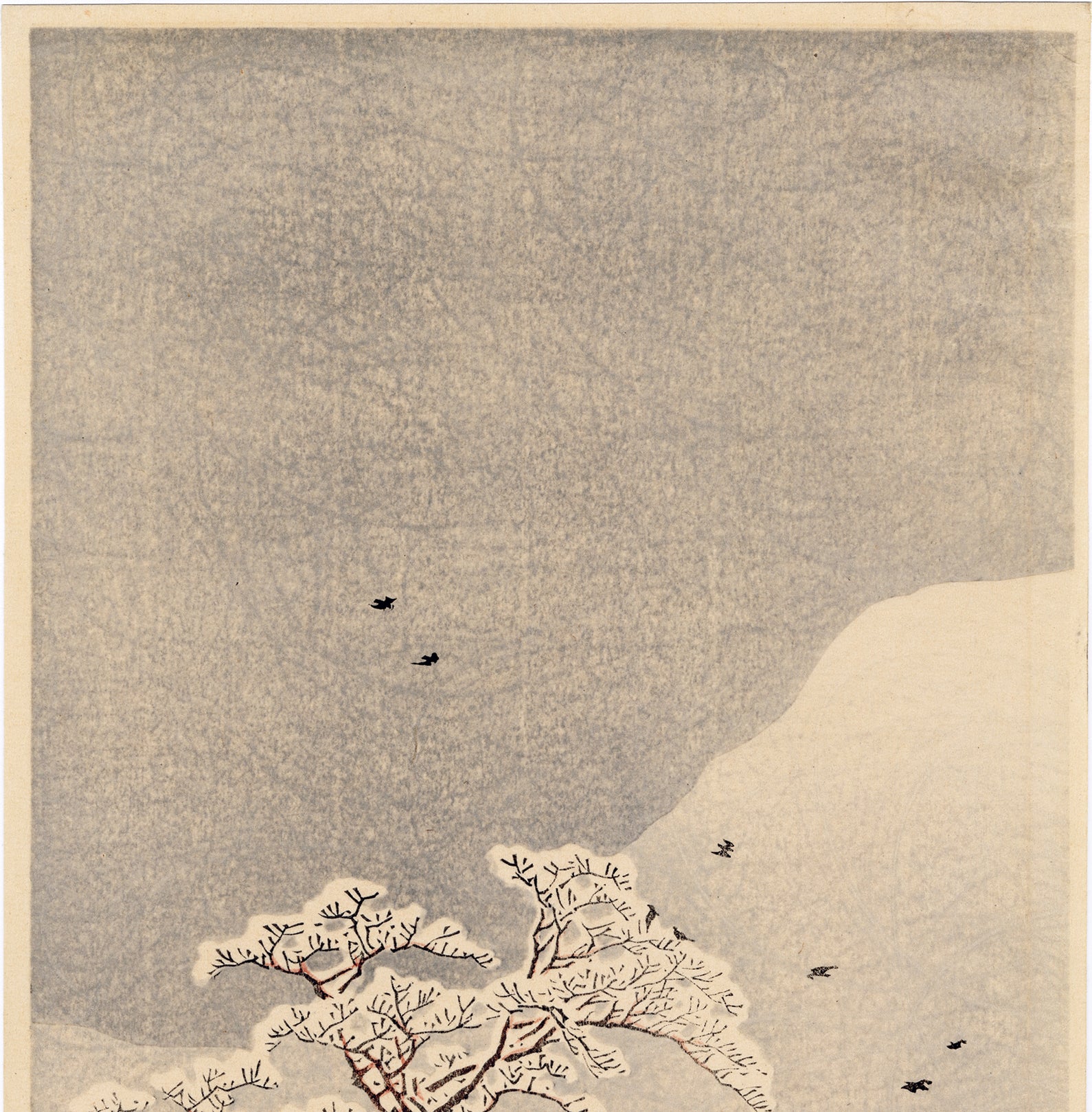 ◇狐◇T831 高橋弘明/松亭 暮雪 裏打ち・剥がし跡有り ヤケ◇新