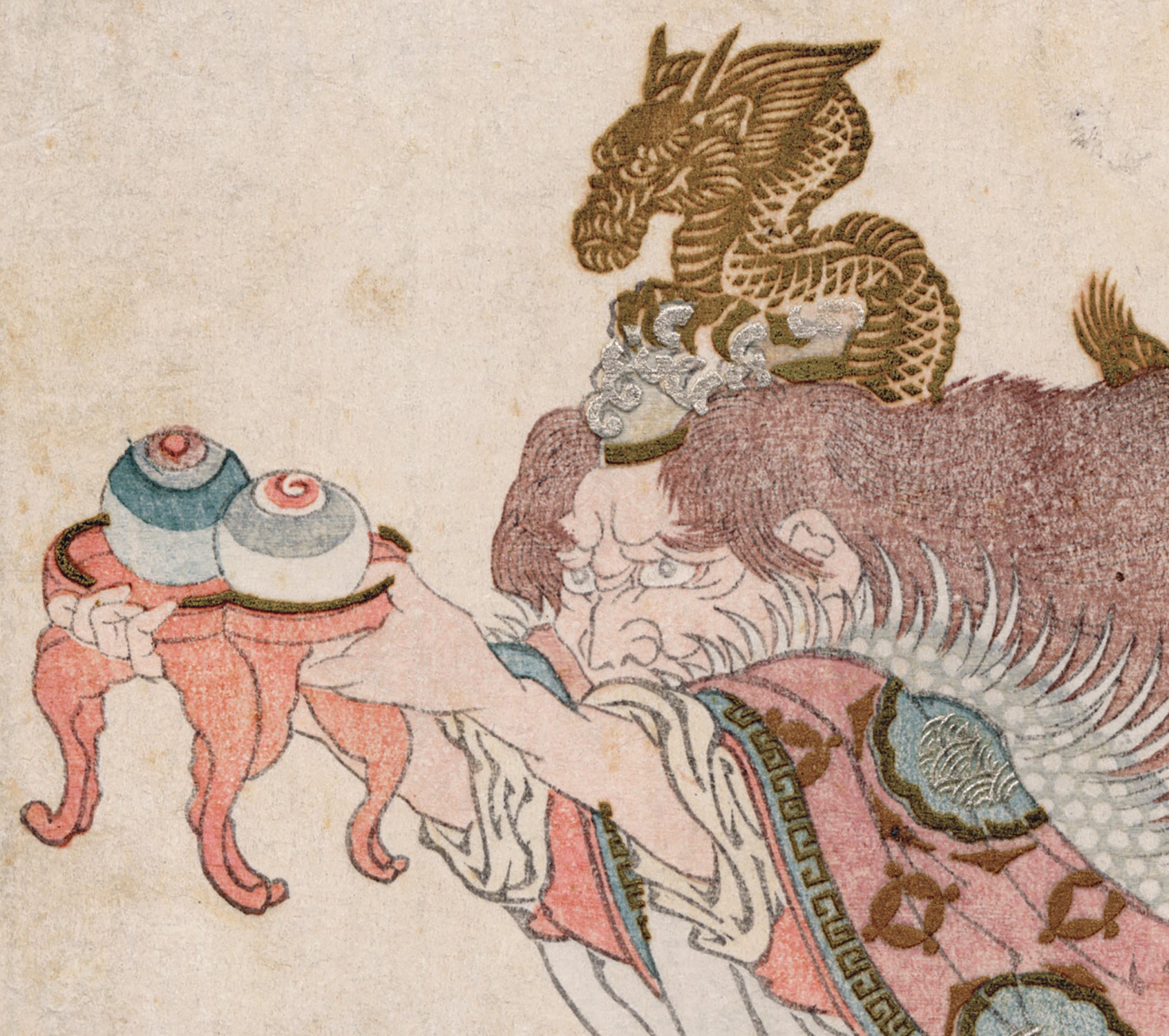 Hokkei: Surimono of the Dragon King Ryujin Presenting Sacred Jewels (S –  Egenolf Gallery Japanese Prints