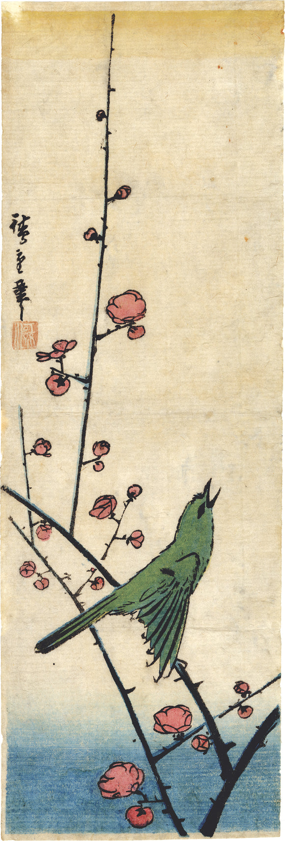 Hiroshige 広重:  Bush Warbler Singing on a Flowering Plum (Sold)