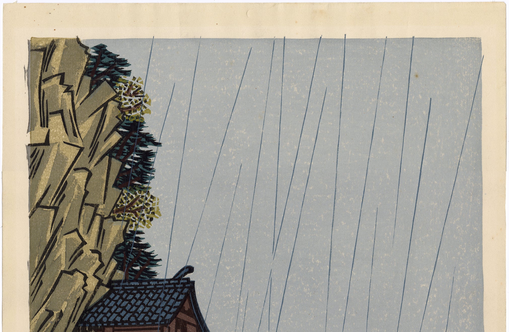平塚運一：雨の中の羅漢寺（販売） – Egenolf Gallery Japanese Prints