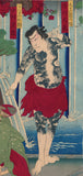 国周：ドラゴンと雲のフルボディスーツのタトゥーを持つ歌舞伎俳優