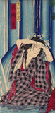 Kunichika: Kabuki Actor with Dragon Tattoo and Waterfall (Sold)