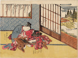 Isoda Koryusai: Dangerous Print of a Young Couple and Peeping Tom (Sold)