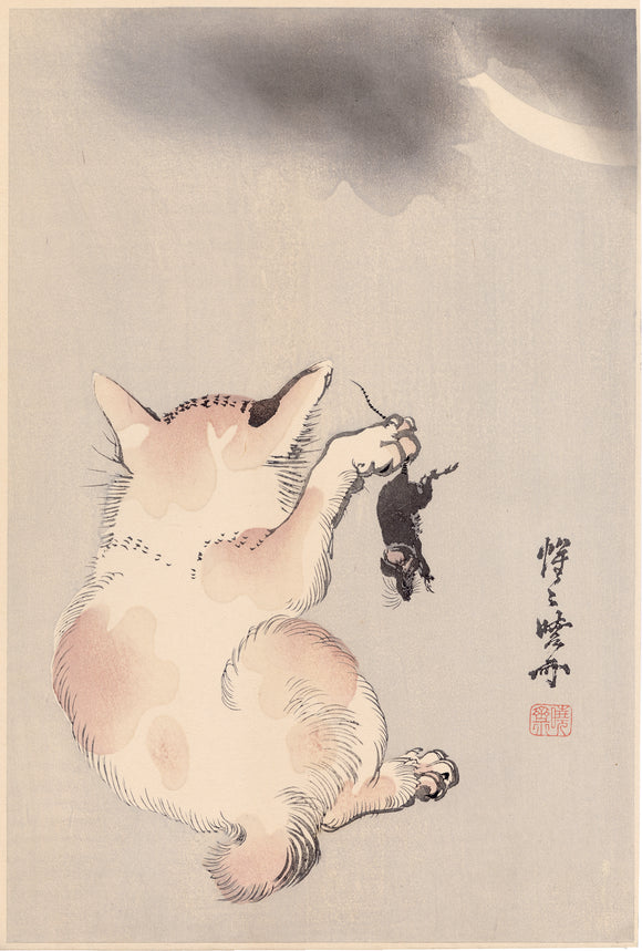 河鍋暁斎河鍋暁斎：猫、ねずみ、月