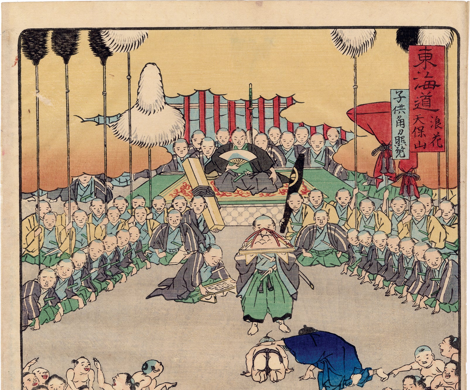 河鍋 暁斎: 子ども相撲見物（売却済み） – Egenolf Gallery Japanese