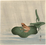Koson 小原古邨:  蛙 Frog and Lotus Leaf (Sold)