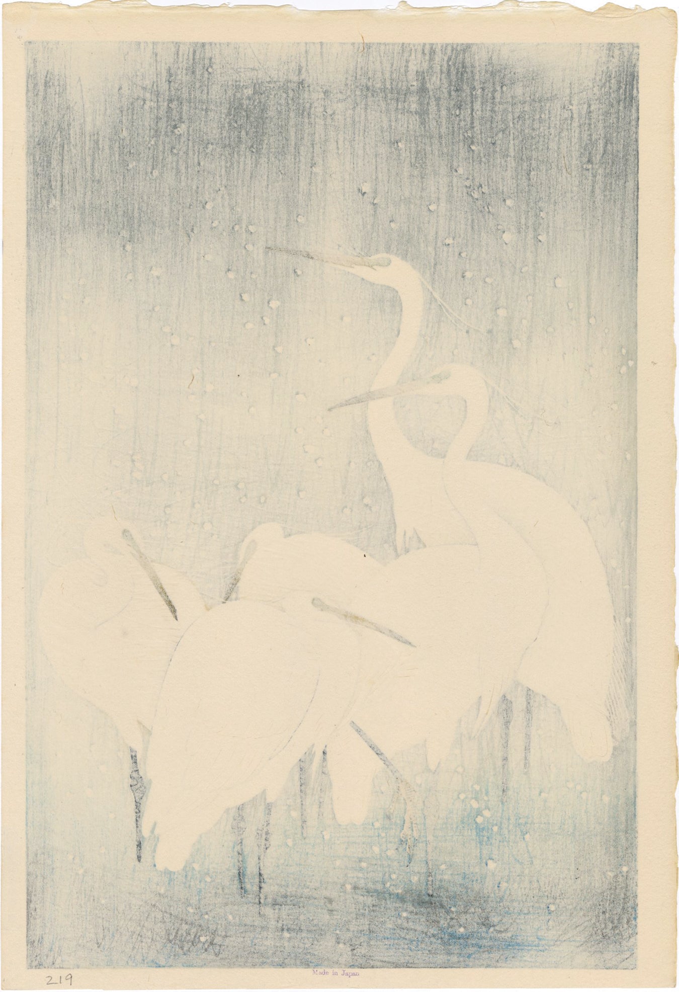 Koson 小原古邨:egrets in the snow 雪に白鷺 (sold) – Egenolf