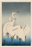 Koson 小原古邨: Egrets in the Snow 雪に白鷺 (SOLD)