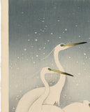 Koson 小原古邨:egrets in the snow 雪に白鷺 (sold)