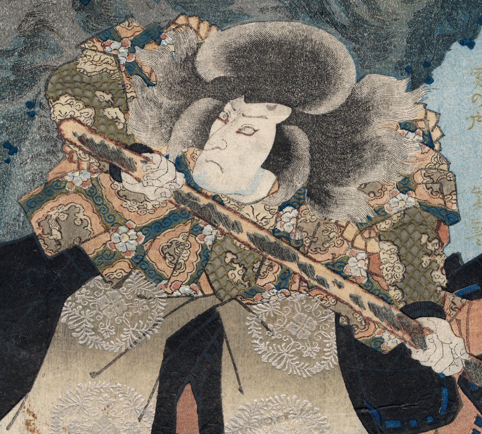 国貞：坂東三津五郎のすり物、関兵衛と桜（販売） – Egenolf Gallery